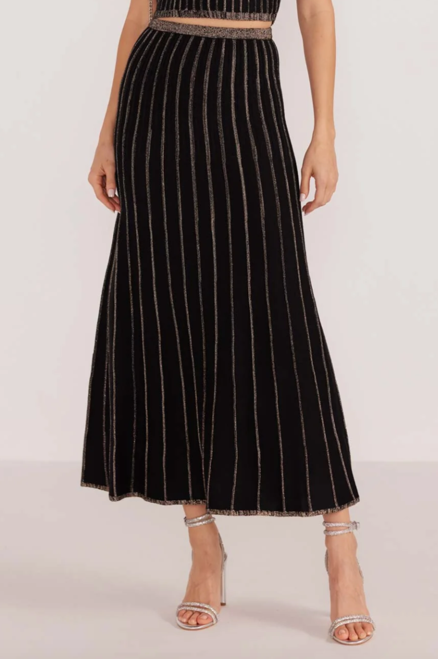 Celia Lurex Stripe Midi Skirt