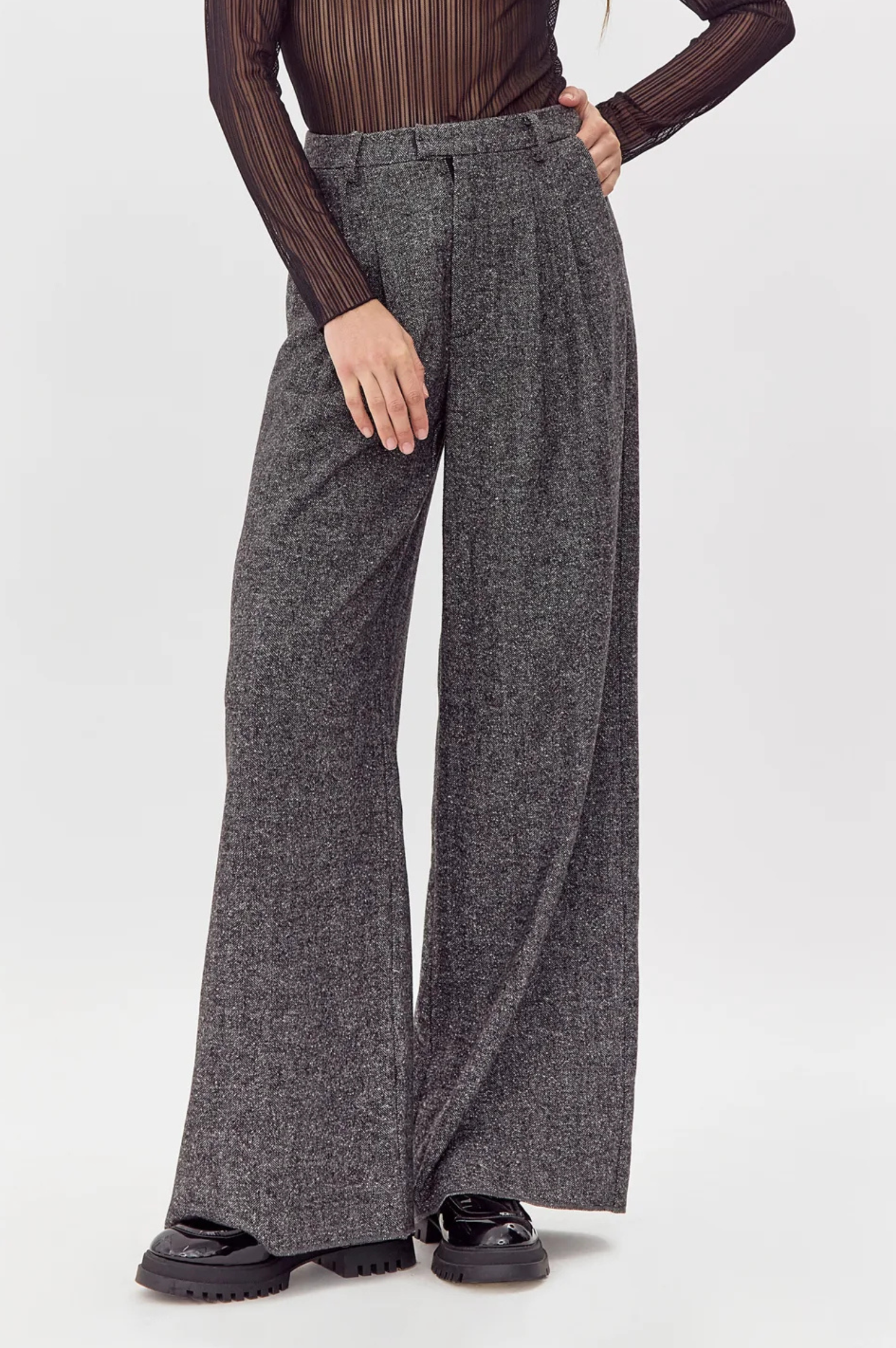 Herringbone Wide Leg Trouser