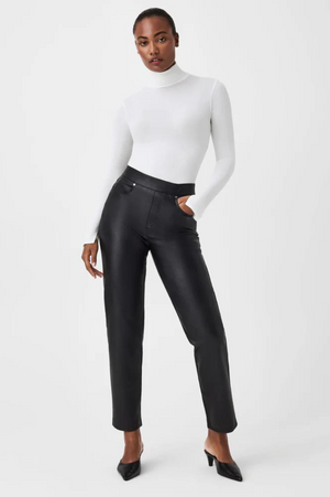 NA-KD x Stephsa straight leg faux leather pants in brown | ASOS