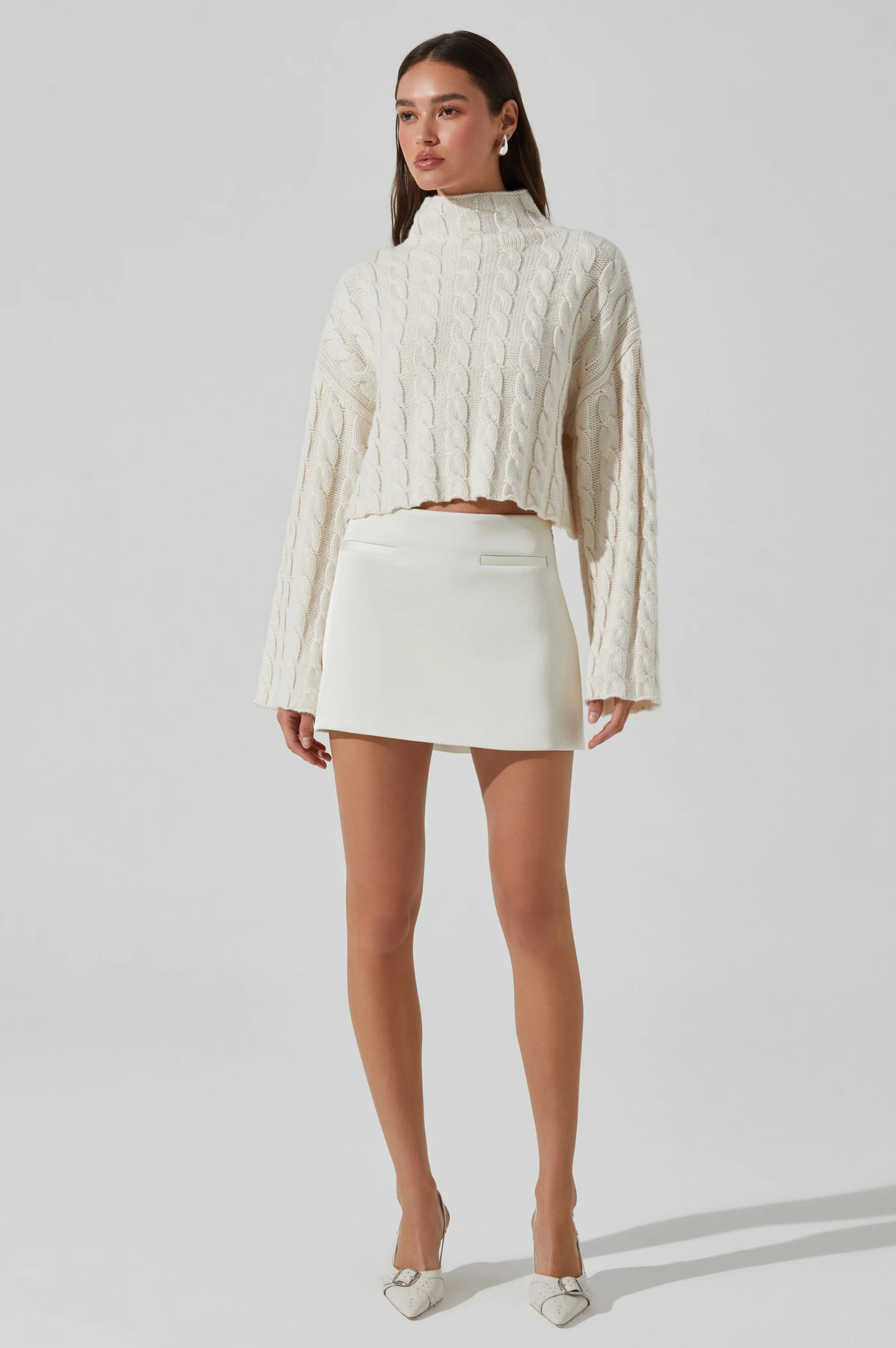 Sloan Cropped Cable Knit Sweater